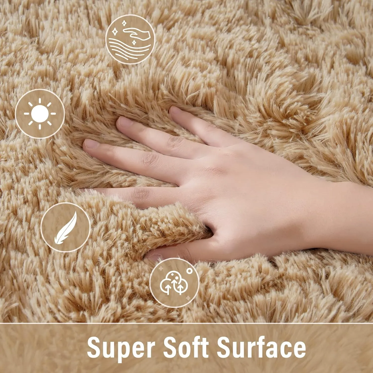 Merelax Soft Shaggy Rug for Kids Bedroom, Oval 2.6'x5.3' Beige Plush Fluffy Carpets for Living Room, Furry Carpet for Teen Girls Room, Anti-Skid Fuzzy Comfy Rug for Nursery Decor Cute Baby Play Mat