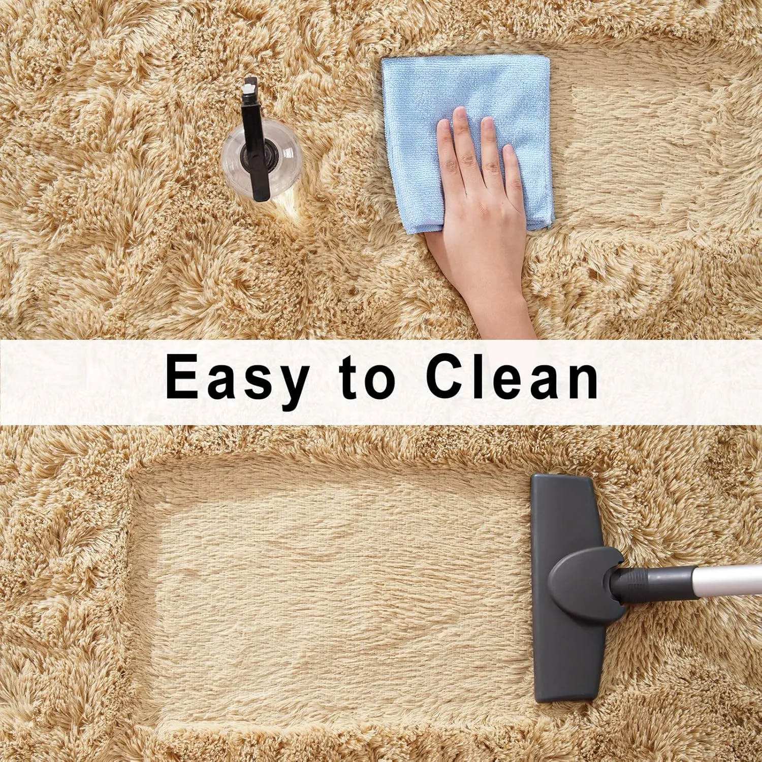 Merelax Soft Shaggy Rug for Kids Bedroom, Oval 2.6'x5.3' Beige Plush Fluffy Carpets for Living Room, Furry Carpet for Teen Girls Room, Anti-Skid Fuzzy Comfy Rug for Nursery Decor Cute Baby Play Mat