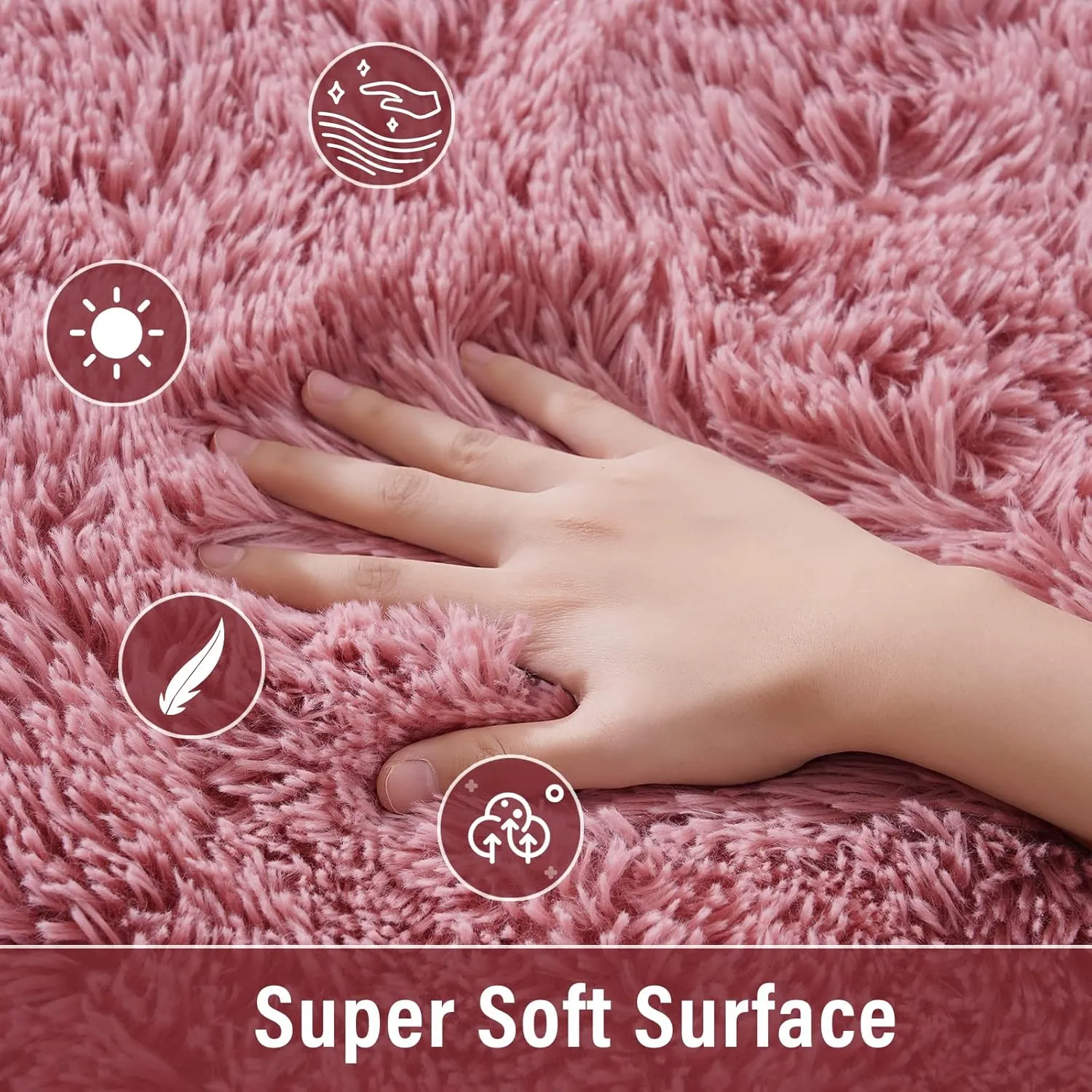 Merelax Soft Shaggy Rug for Kids Bedroom, Oval 2.6'x5.3' Blush Plush Fluffy Carpets for Living Room, Furry Carpet for Teen Girls Room, Anti-Skid Fuzzy Comfy Rug for Nursery Decor Cute Baby Play Mat