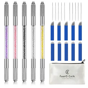 Microblading Pen Manual Eyebrow Pens Microblade Supplies Double Sided Microblading Hand Tool for Makeup Supplies (5 Pieces)