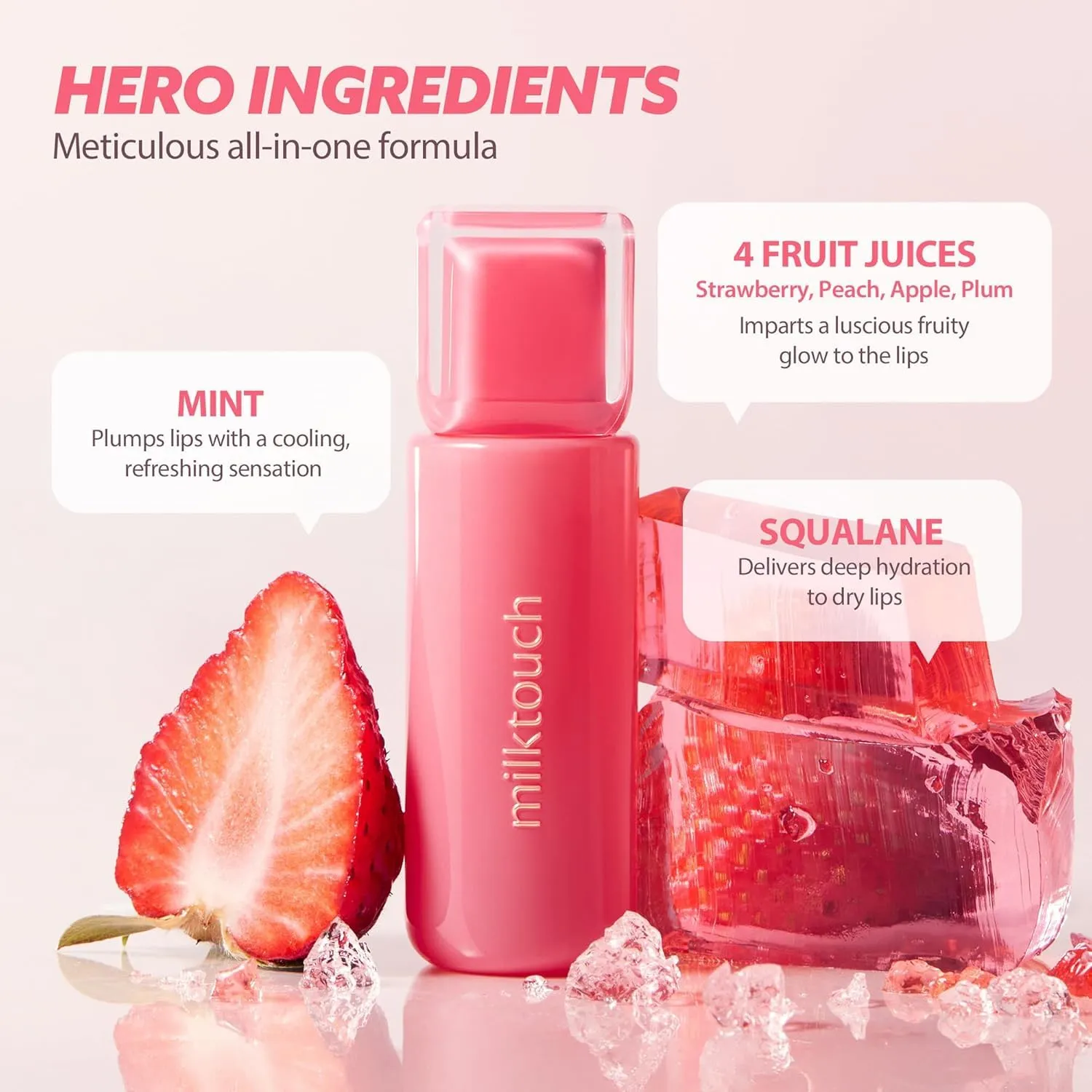 MILKTOUCH Jelly Fit Glow Lip Tint - Hydrating Lip Gloss with Long-Lasting Moisture, Color Stain, Lightweight Formula, Radiant Shine, Perfect for Daily Use, Korean Lip (04 Mute-Ficial Plum, 4ml)