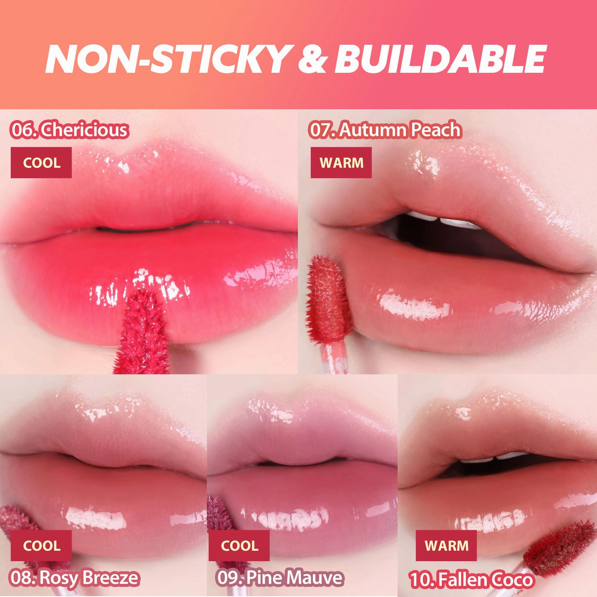 MILKTOUCH Jelly Lip Glow Tint - Hydrating Lip Gloss with Long-Lasting Moisture, Lip Stain, Lightweight, Radiant Shine, Perfect for Daily Use, Valentines Gifts, Korean Lip Oil (06 Chericious)