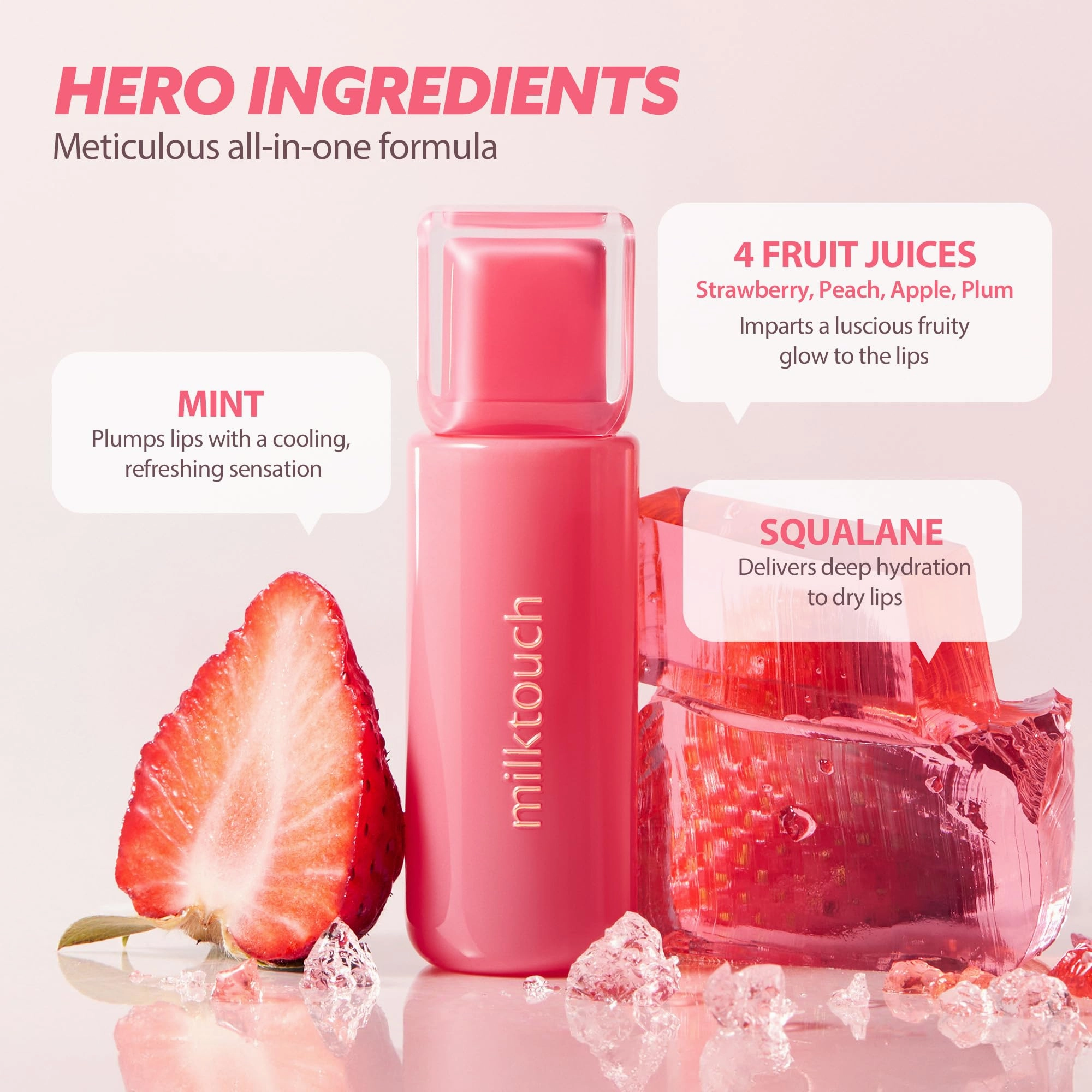 MILKTOUCH Jelly Lip Glow Tint - Hydrating Lip Gloss with Long-Lasting Moisture, Lip Stain, Lightweight, Radiant Shine, Perfect for Daily Use, Valentines Gifts, Korean Lip Oil (06 Chericious)