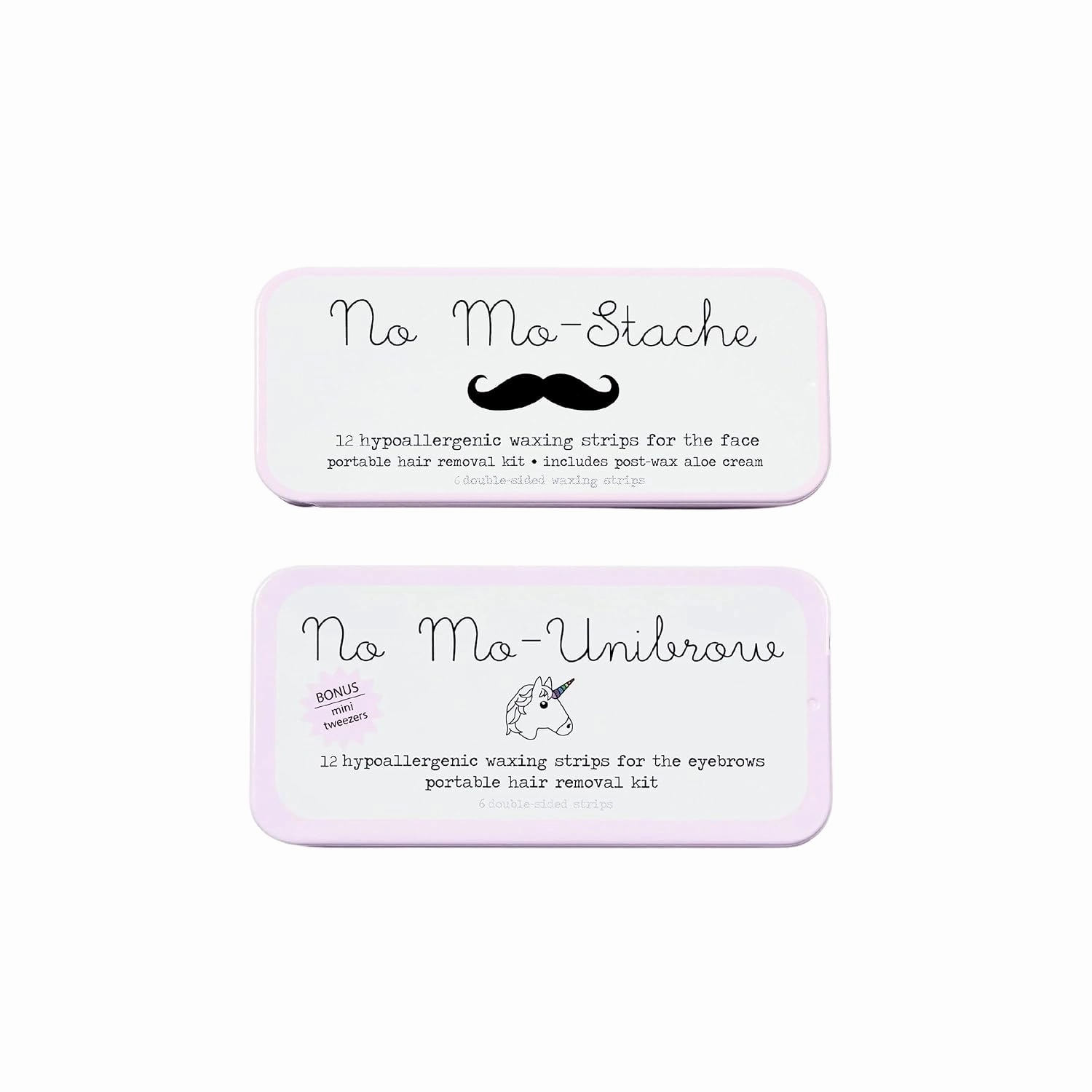 Mini Duo - 12 Count Brow and Lip Wax Kit, 2 Piece Set - As Seen On Shark Tank - Hair Removal Wax Strips with Tweezers for Face, Brows and On-The-Go Use