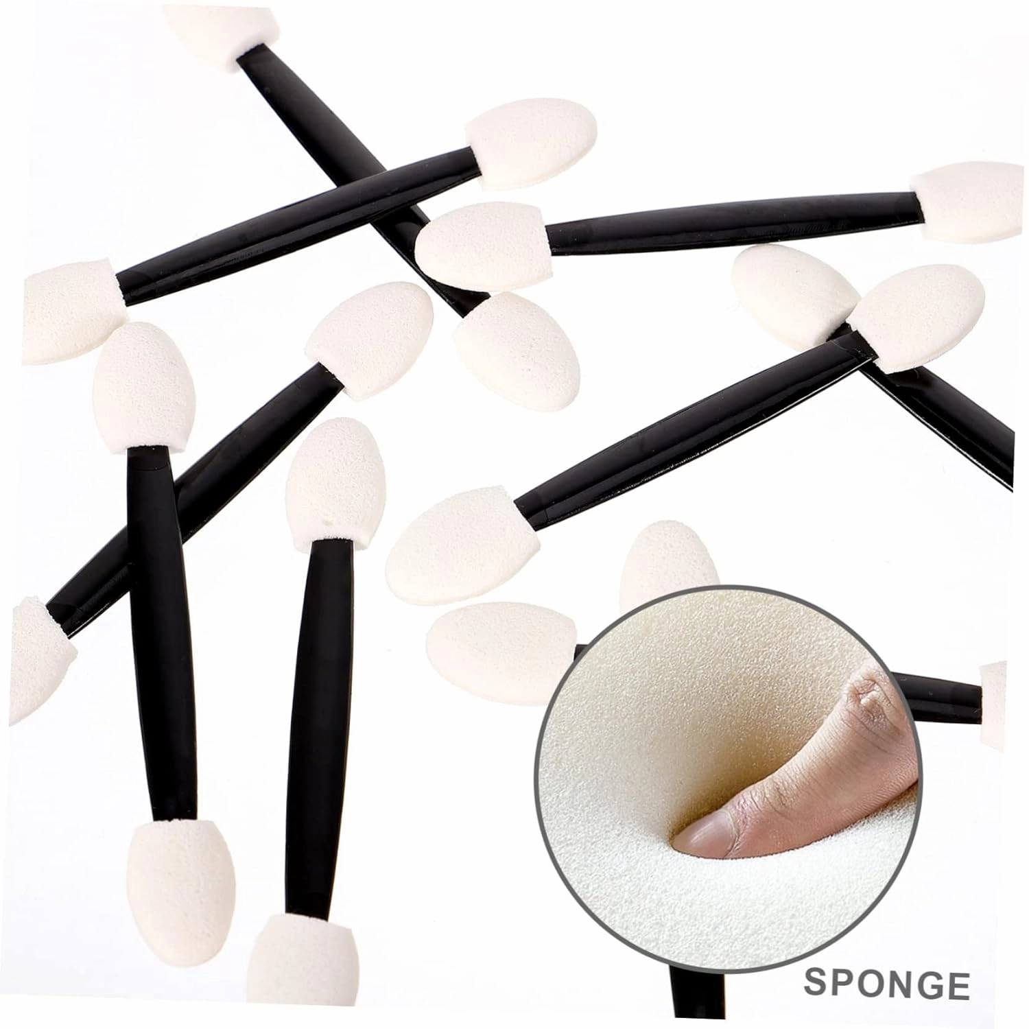 Mipcase 4pcs Double-end Eyeshadow Sticks Makeup Tool Dual Sides Easy Use Sponge Applicators for Even Application for Travel Daily Use and Special Occasions