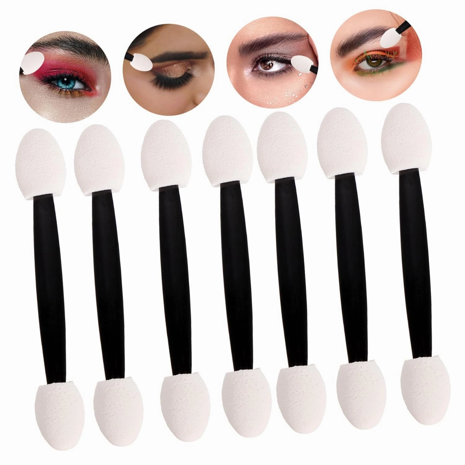 Mipcase 4pcs Double-end Eyeshadow Sticks Makeup Tool Dual Sides Easy Use Sponge Applicators for Even Application for Travel Daily Use and Special Occasions