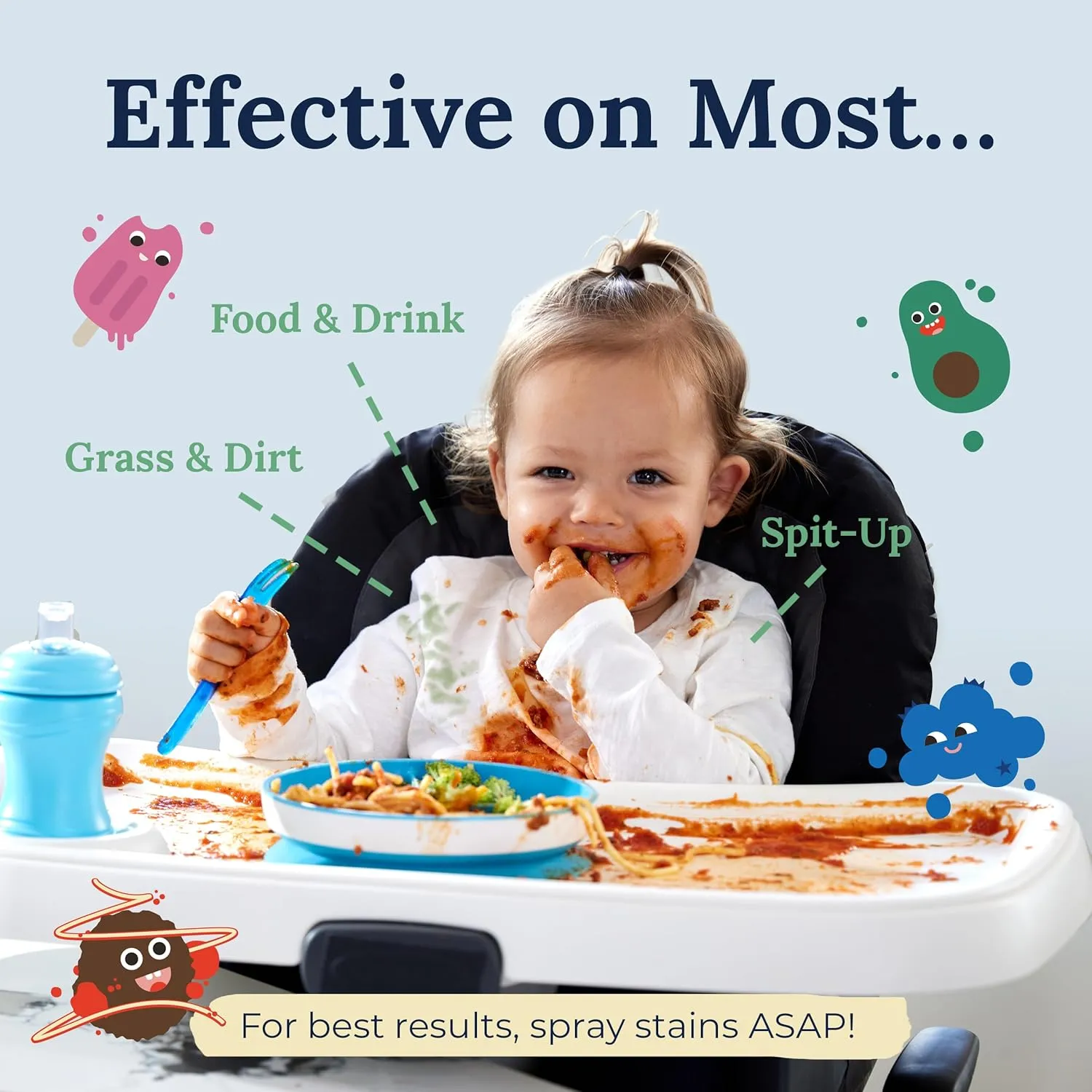 Miss Mouth’s Messy Eater Stain Treater Refill Ready Kit - 2 Pack Stain Remover Spray and 16oz Refill Pouch - Newborn & Baby Essentials - Food, Grease, Coffee Off Laundry, Underwear, Fabric