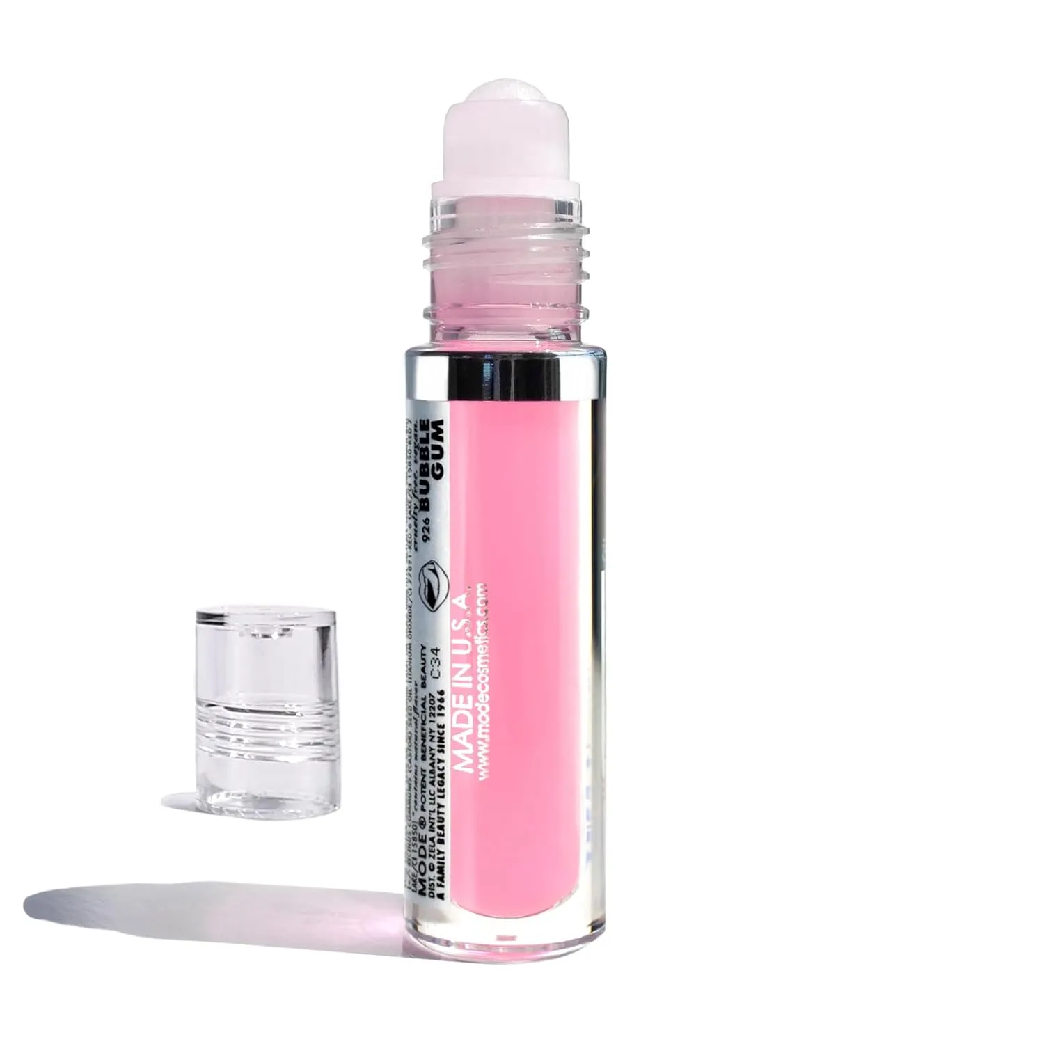 MODE Lip Glaze Flavored Lip Gloss BUBBLE GUM Yummy Flavor Roll On Sweet Wet Deliciously Nourishing Shine, Hydrating Moisturizing Natural Skin Care Fruit Oils, Made in NY USA