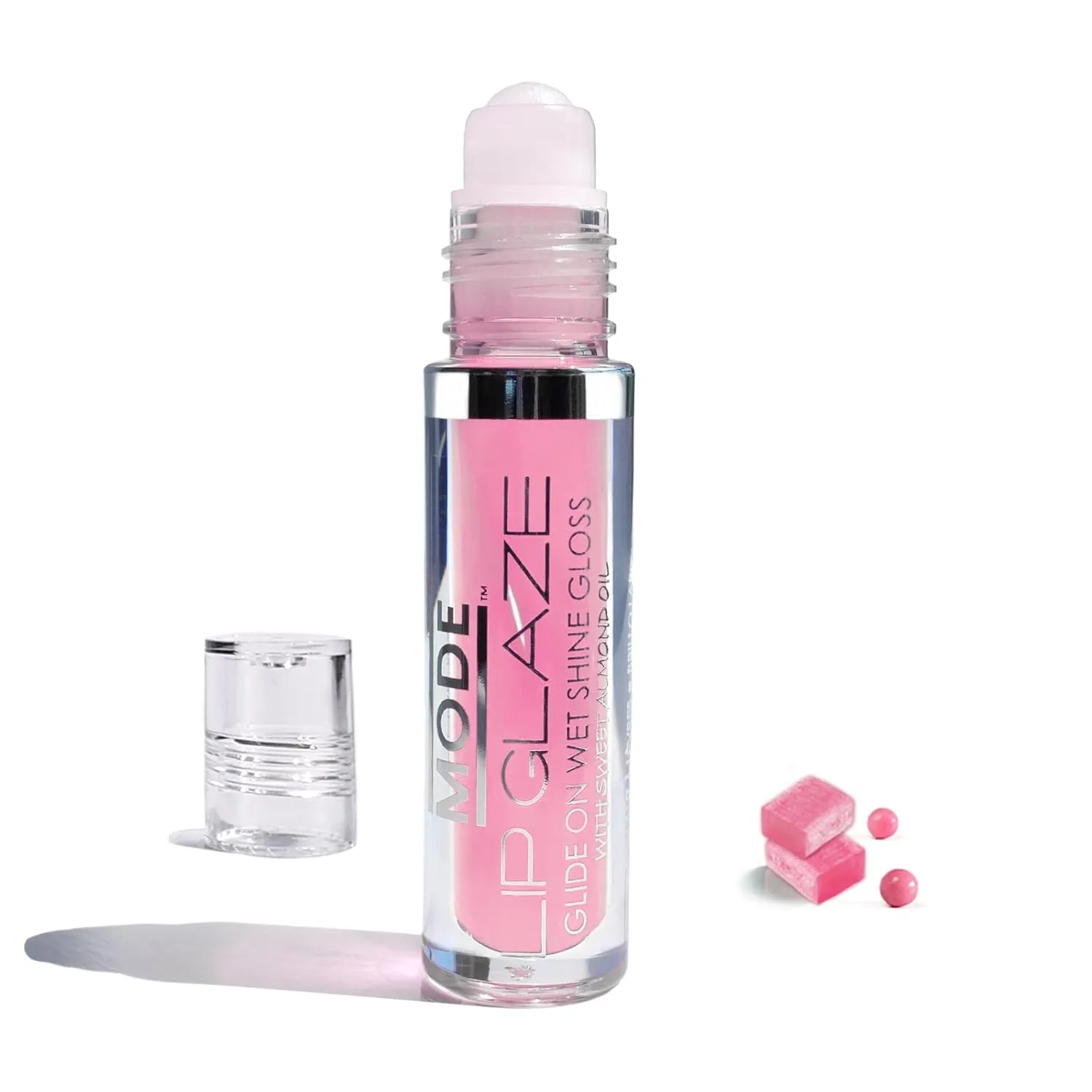 MODE Lip Glaze Flavored Lip Gloss BUBBLE GUM Yummy Flavor Roll On Sweet Wet Deliciously Nourishing Shine, Hydrating Moisturizing Natural Skin Care Fruit Oils, Made in NY USA