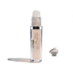 MODE Lip Glaze Flavored Lip Gloss VANILLA CREAM PUDDING Delicious Yummy Flavor, Roll On Sweet Wet Nourishing Shine, Moisturizing Natural Skincare Fruit Oils, Made in NY USA