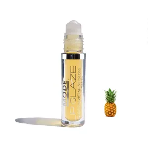 MODE Lip Glaze Flavored Lip Gloss Yummy ALOHA PINEAPPLE Flavor Roll On Sweet Wet Delicious Nourishing Shine, Hydrating Moisturizing Natural Skincare Fruit Oils, Made in NY USA
