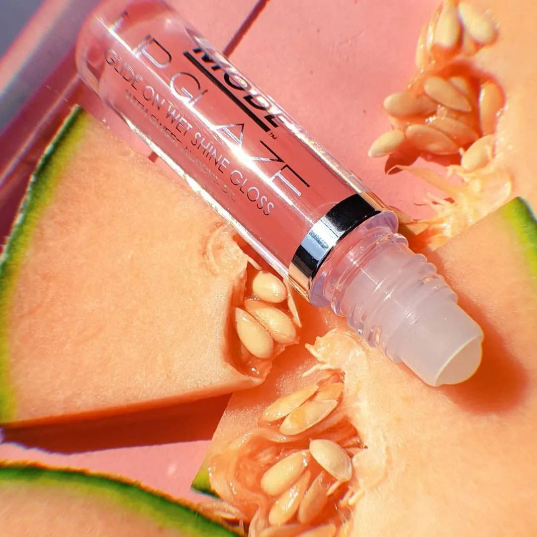 MODE Lip Glaze Flavored Lip Gloss Yummy ARMENIAN MELON Flavor Roll On Sweet Wet Delicious Nourishing Shine, Hydrating Natural Skincare Fruit Oils, Made in NY USA
