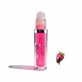 Mode Cosmetics MODE Lip Glaze Flavored Lip Gloss CHOCOLATE DIPPED STRAWBERRY Flavor Roll On Sweet Wet Nourising Shine, Hydrating Natural Skincare Fruit Oils, Cruelty Free, Vegan, Made in NY