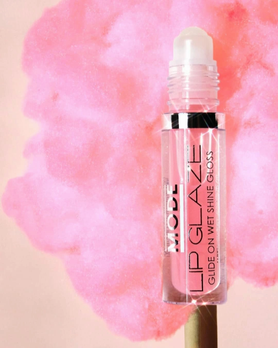 MODE Lip Glaze Flavored Lip Gloss Yummy COTTON CANDY Flavor, Roll On Sweet Wet Delicious Nourishing Shine, Hydrating Moisturizing Natural Skincare Fruit Oils, Made in NY USA