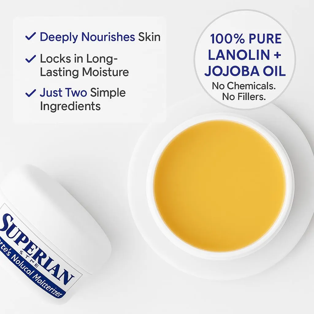 Moisturizer Lanolin Cream 4 oz with Jojoba Oil for Hot, Dry & Cold Weather - Lightweight Creamy Formula with Medical-Grade Lanolin & Jojoba Oil - Moisturizer for Hands, Feet, Body, and More