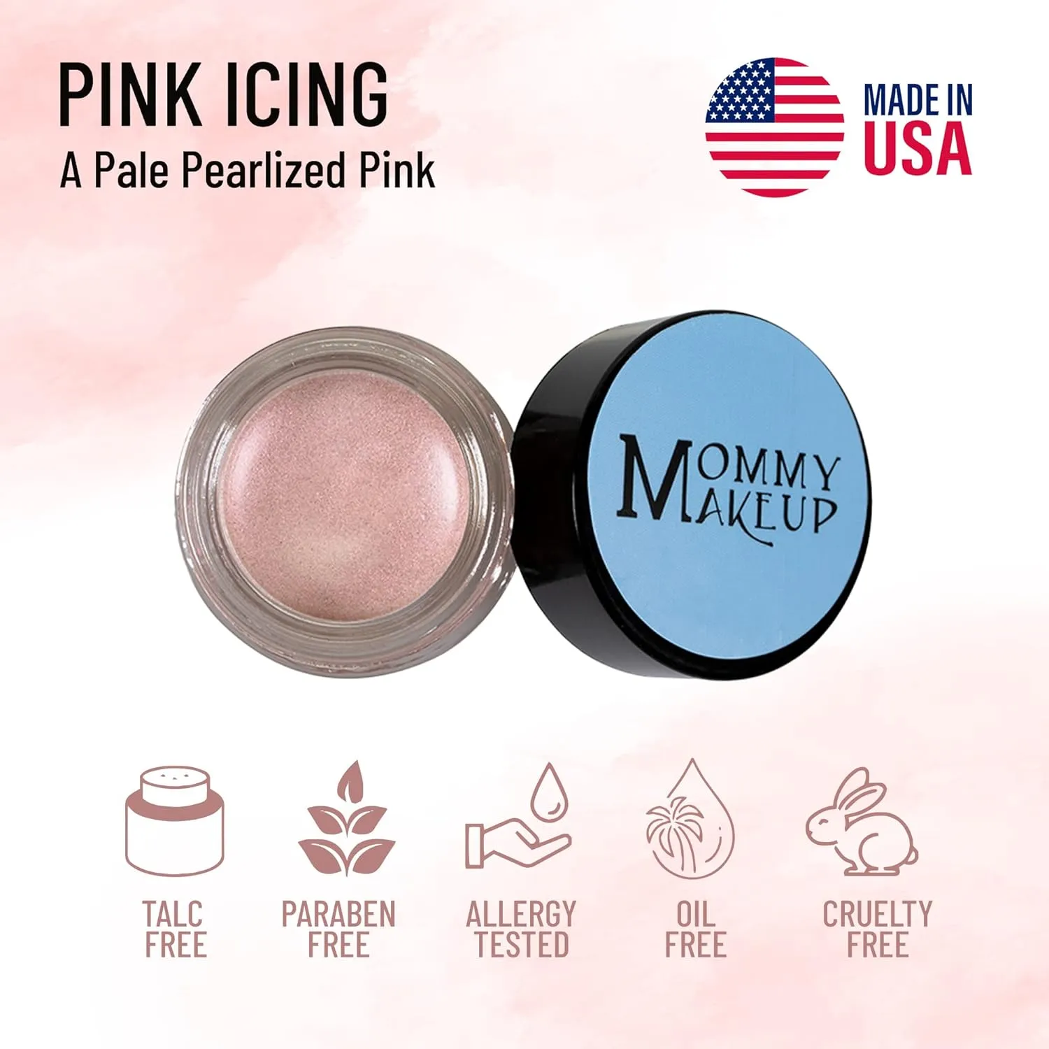 Mommy Makeup Any Wear Creme Eyeshadow - Waterproof, Smudge-proof, Highly Pigmented - Cream Eye Shadow for Eyes, Cheeks & Lips - Oil-free, Paraben-Free, Cruelty Free (Pink Icing)