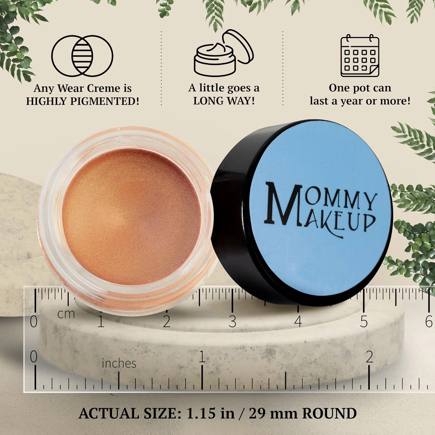 Mommy Makeup Any Wear Creme Eyeshadow - Waterproof, Smudge-proof, Highly Pigmented - Cream Eye Shadow for Eyes, Cheeks & Lips - Oil-free, Paraben-Free, Cruelty Free (Golden Apricot)