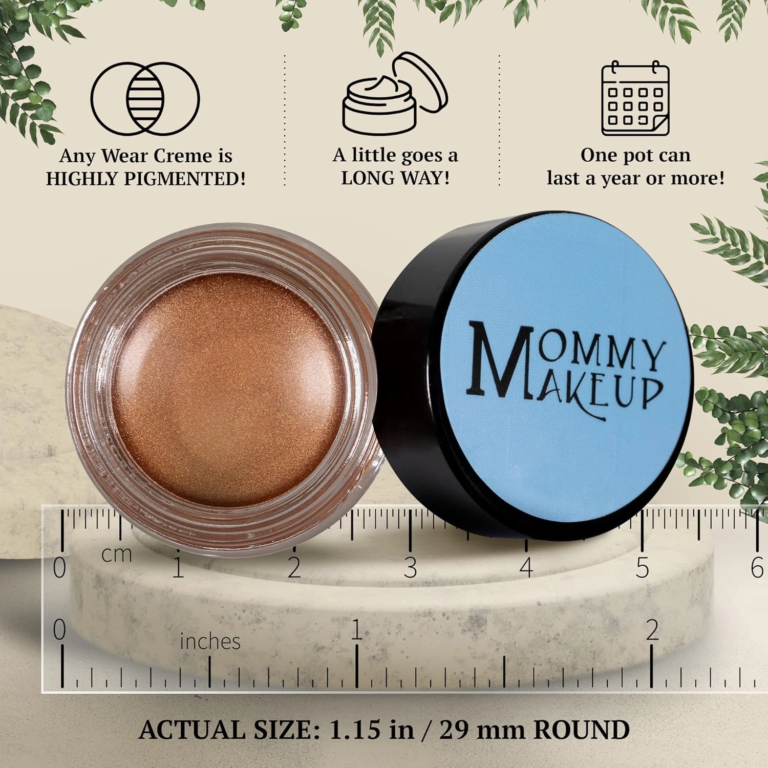 Mommy Makeup Any Wear Creme Eyeshadow - Waterproof, Smudge-proof, Highly Pigmented - Cream Eye Shadow for Eyes, Cheeks & Lips - Oil-free, Paraben-Free, Cruelty Free (Golden Caramel)