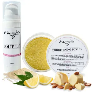 Moona Jolie Lip Kit | Hydrating Lip Cream & Organic Exfoliating Scrub - Nourish, Protect, Balances Hue and Revitalize Lips with Vitamin C, Kojic Acid, and Jojoba Oil