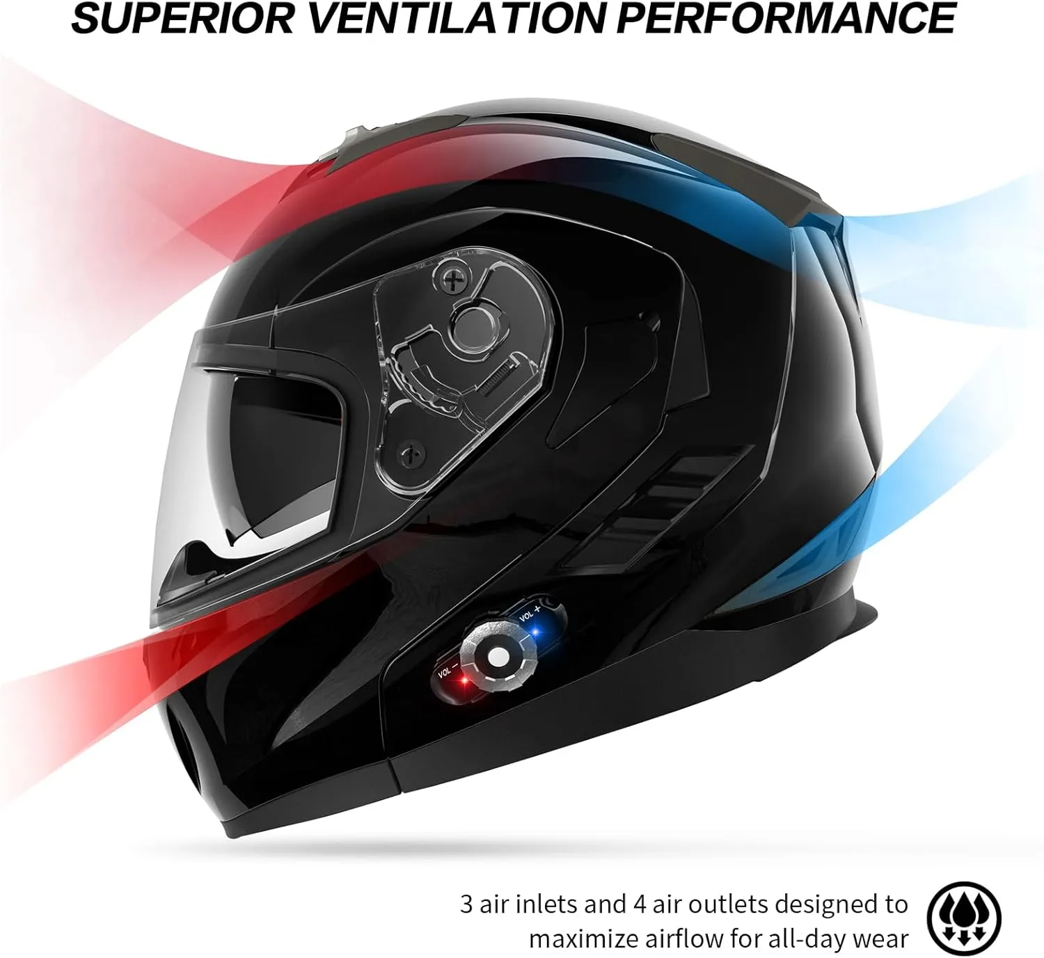 Motorcycle Helmet Bluetooth 5.0 Integrated New EPS FreedConn BM2-S Modular Flip Up Dual Visor Motorbike Helmet DOT FMVSS-218 Approved MP3 FM for Adults Men Women, Select 1 Size Larger