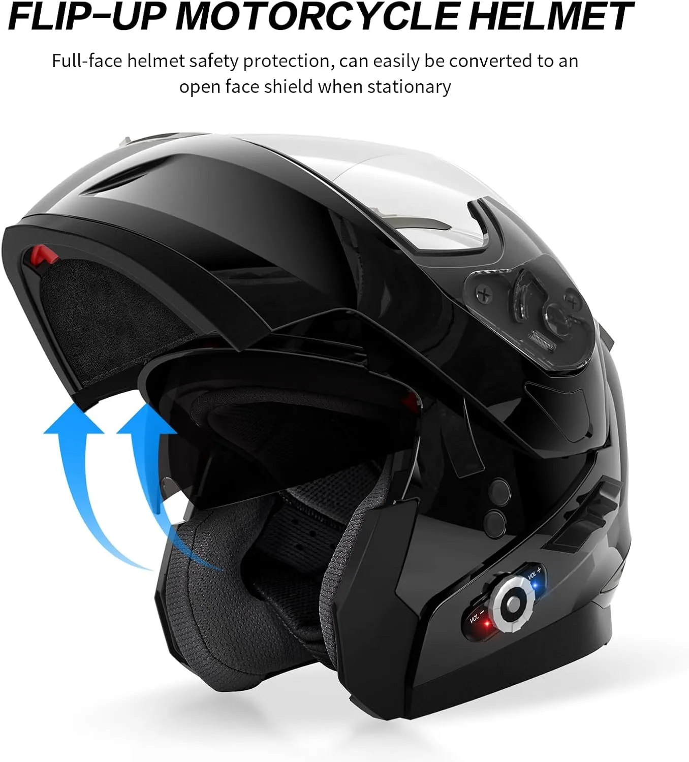 Motorcycle Helmet Bluetooth 5.0 Integrated New EPS FreedConn BM2-S Modular Flip Up Dual Visor Motorbike Helmet DOT FMVSS-218 Approved MP3 FM for Adults Men Women, Select 1 Size Larger