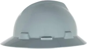 MSA V-Gard Full-Brim Hard Hat with Suspension - Polyethylene Shell, Superior Impact Protection and Self Adjusting Crown Straps - Standard Size Hard Hat