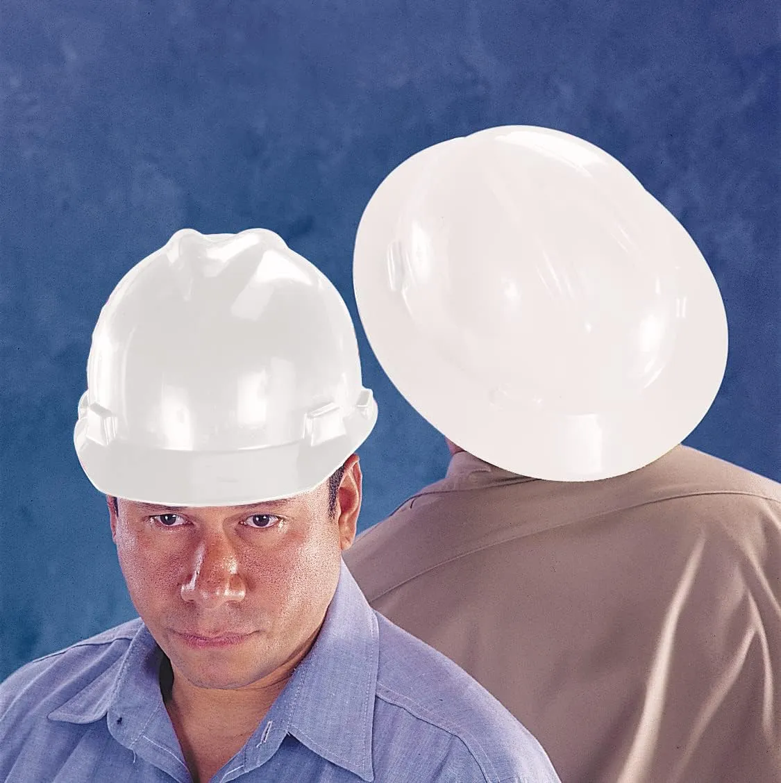 MSA V-Gard Full-Brim Hard Hat with Suspension - Polyethylene Shell, Superior Impact Protection and Self Adjusting Crown Straps - Standard Size Hard Hat