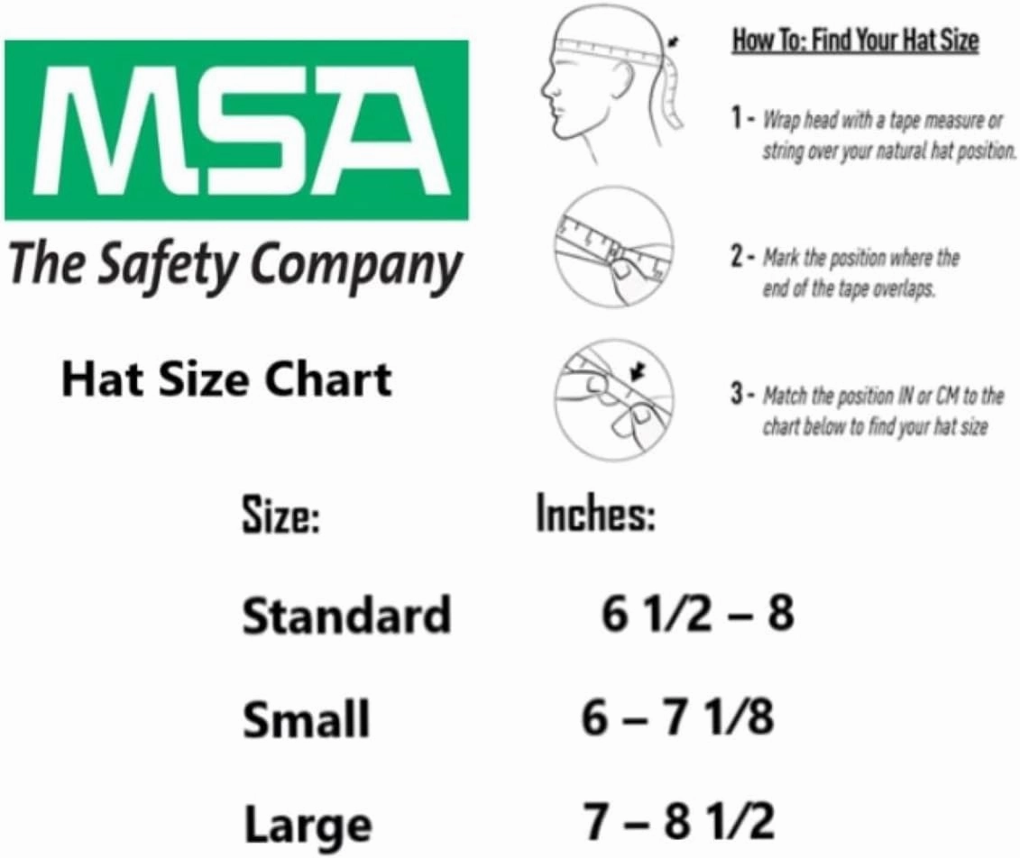 MSA V-Gard Full-Brim Hard Hat with Suspension - Polyethylene Shell, Superior Impact Protection and Self Adjusting Crown Straps - Standard Size Hard Hat