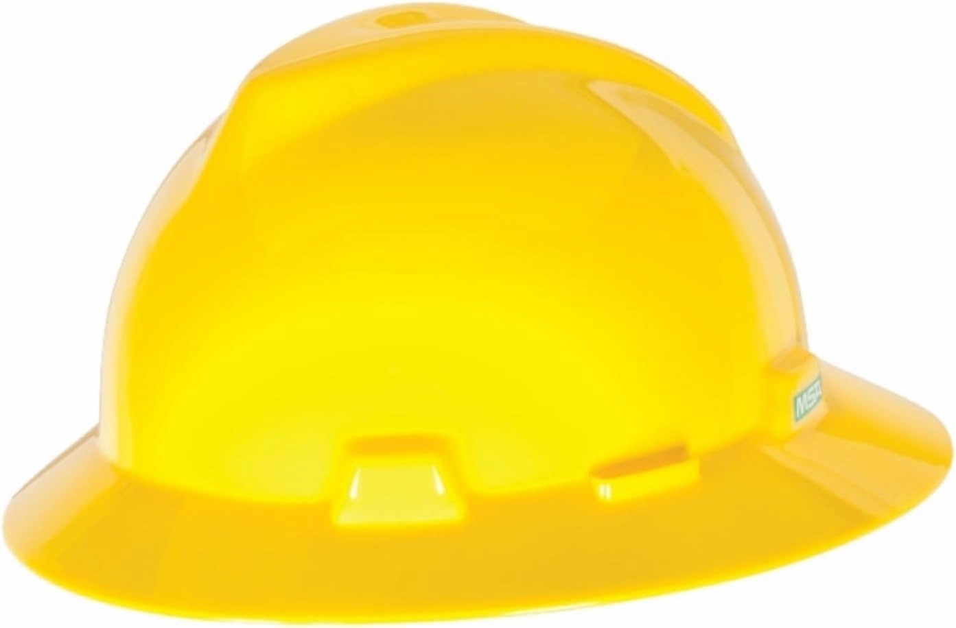 MSA V-Gard Full-Brim Hard Hat with Suspension - Polyethylene Shell, Superior Impact Protection and Self Adjusting Crown Straps - Standard Size Hard Hat