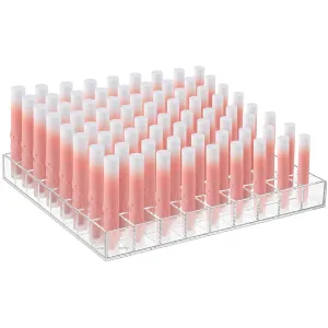 Mumufy Lipstick Holder Clear Acrylic Organizer Makeup Lip Gloss Organizer Plastic Cosmetic Display Case for Lipstick Brushes Bottles Perfume Essential Drawer Vanity Bathroom (72 Slot)
