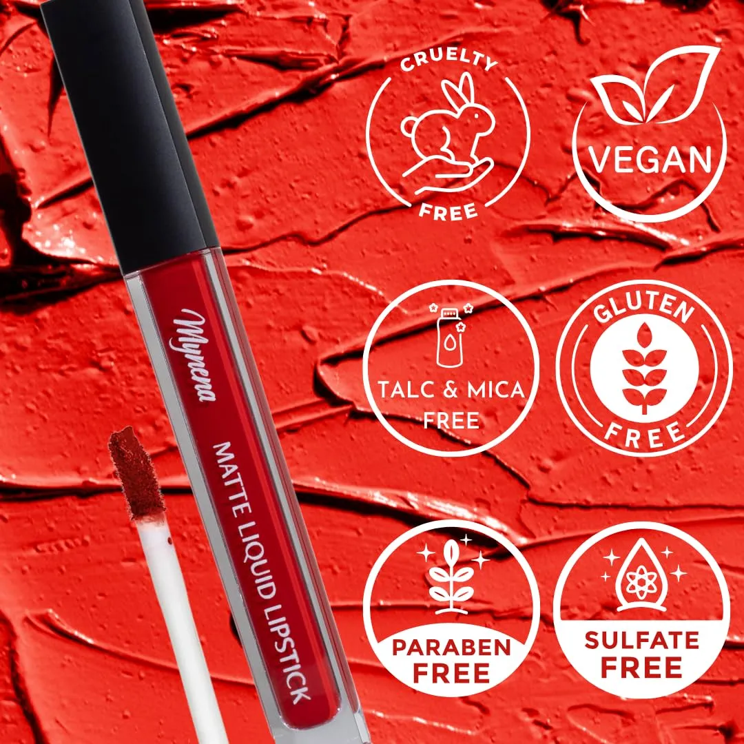 Mynena Orange Red Lip Stain Long-Lasting Waterproof | Lightweight Comfortable Non-Drying | High Pigment Intense Color Liquid Matte Lipstick | Paraben-Free Talc-Free Vegan & Cruelty-Free | Glory
