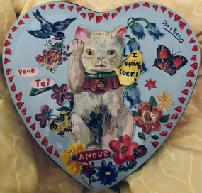 Nathalie Lete Amour Kitty Cat Heart Hand & Mint Lip Balm Tin