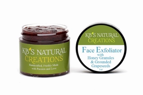 Natural Grapeseed and Honey-Granules Face Exfoliator. Lightly exfoliates to remove Dead Skin Cells to reveal Smooth, Velvety Youthful skin. (Blueberry Grape, 1oz)