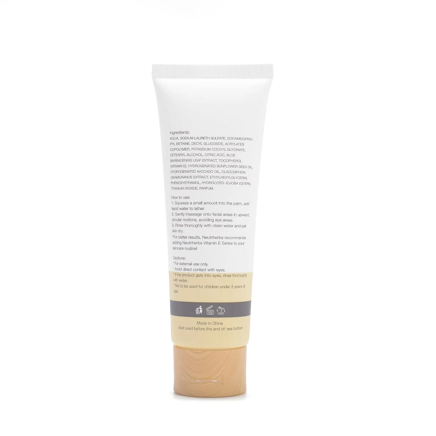 Neutriherbs Face Cleanser with Vitamin E, Gentle Facial Cleanser for Daily Clean and Purify, Face Wash Fit for All Skin Type, 4 fl.oz