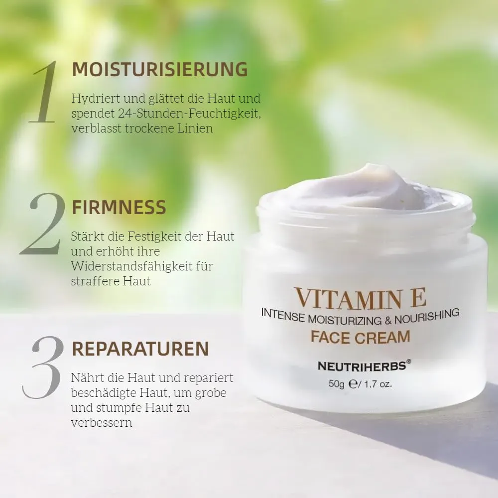 Neutriherbs Vitamin E Face Cream,Day and Night Facial Moisturizer for Women and Men, Nourishing and Hydrating Fit for Sensitive Skin - 1.7 oz