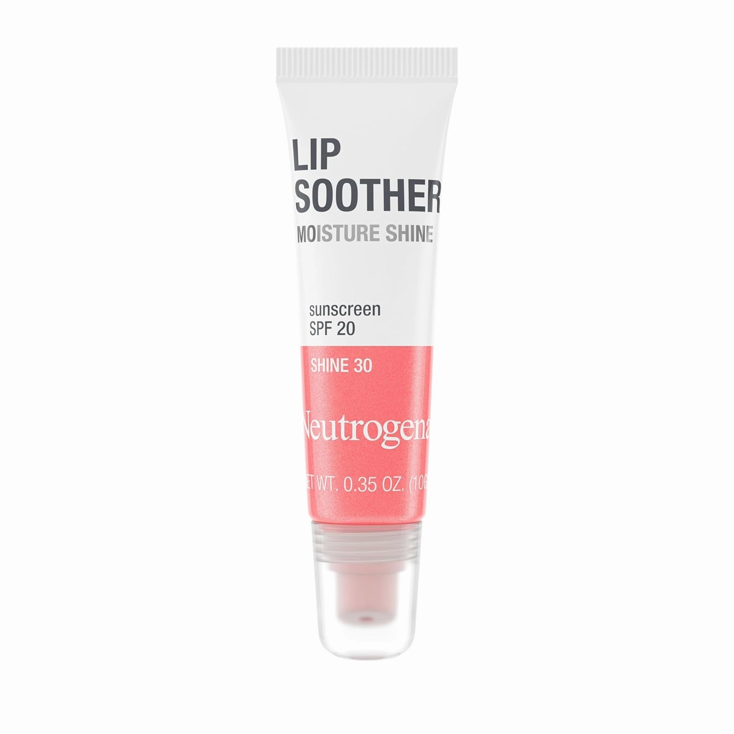 Neutrogena MoistureShine Lip Soother Gloss with SPF 20 Sun Protection, High Gloss Tinted Lip Moisturizer with Hydrating Glycerin & Soothing Cucumber for Dry Cracked Lips, Shine 30,.35 oz