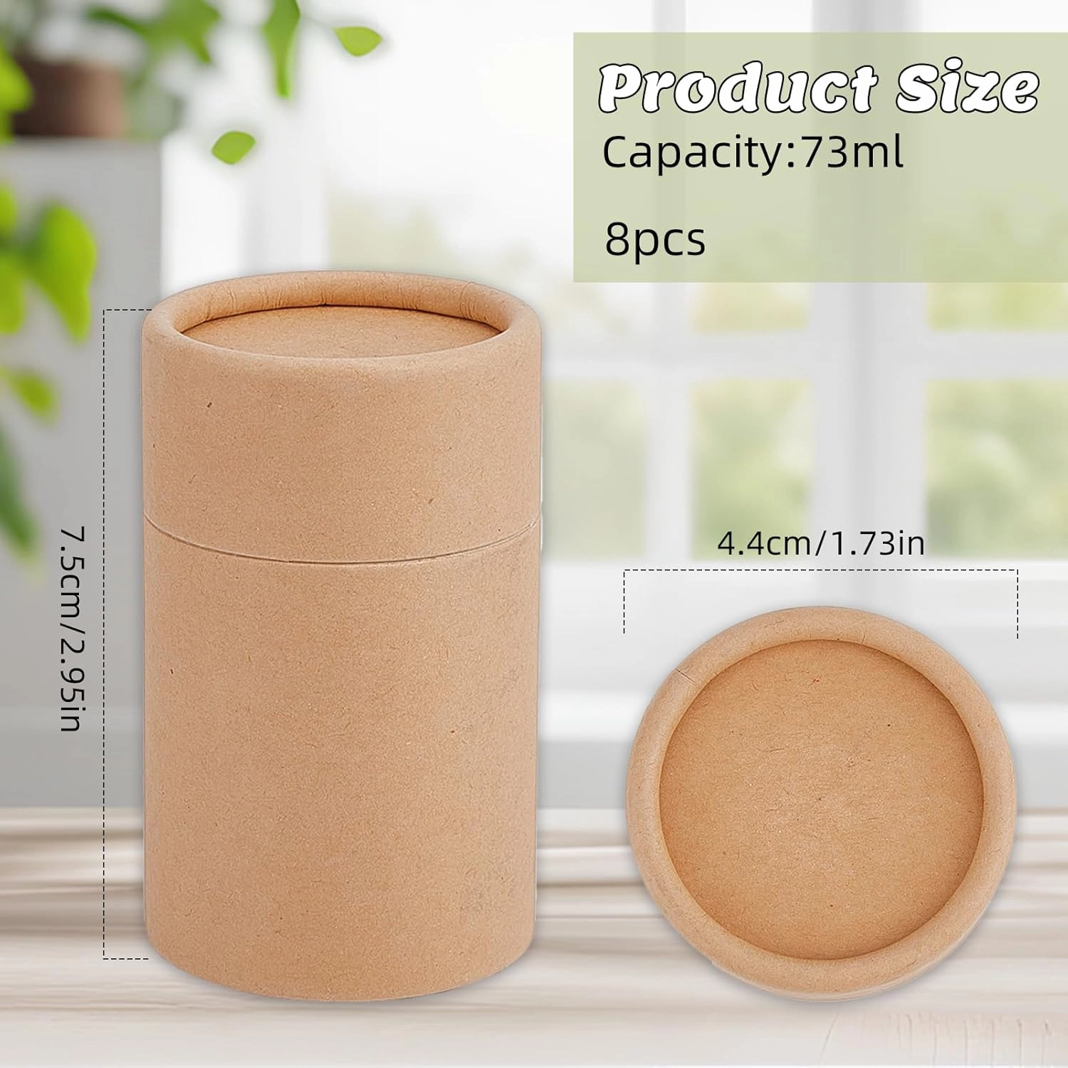 NICENEEDED 8 Pcs 2.5 Oz Paperboard Lip Balm Tubes, Refillable Paper Lipstick Tube, Round Cardboard Empty Lip Gloss Container Solid Perfume Tube Cosmetic Box for DIY Lip Gloss Balm