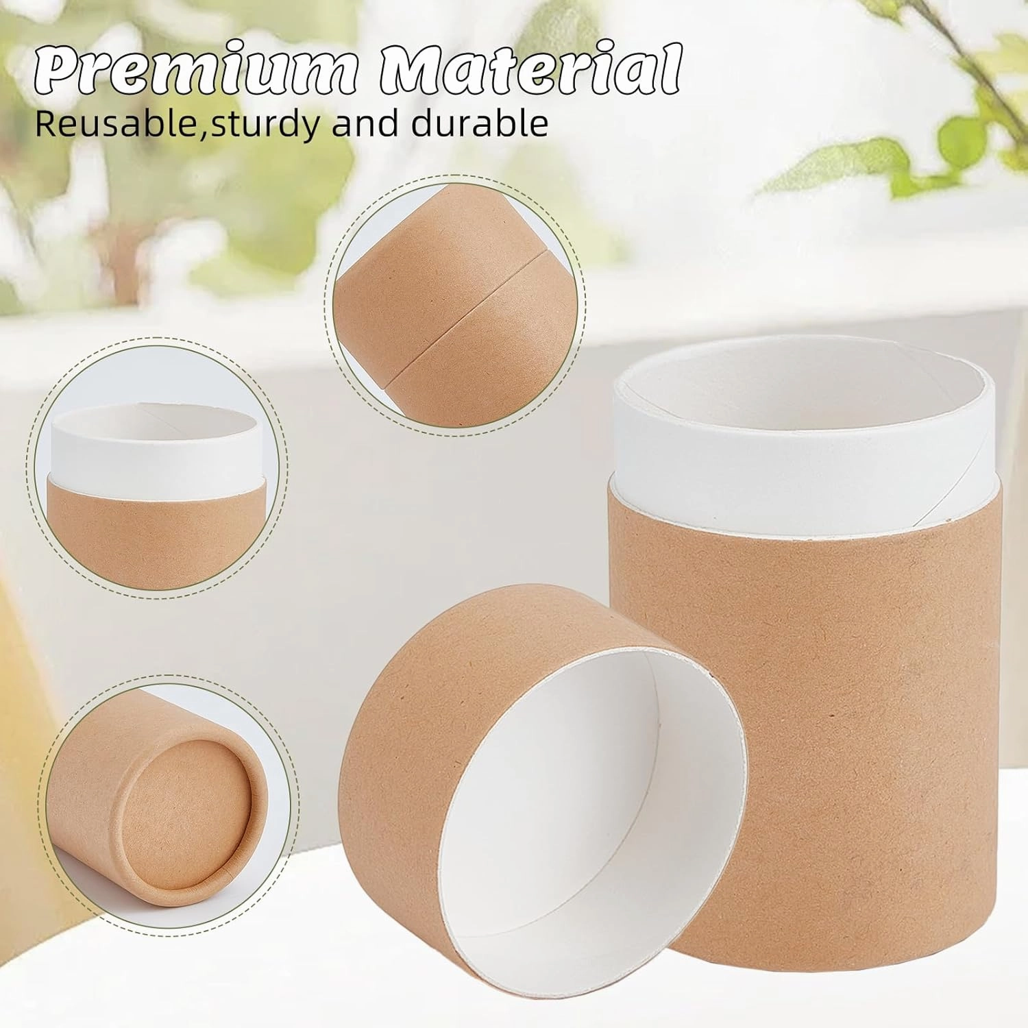 NICENEEDED 8 Pcs 2.5 Oz Paperboard Lip Balm Tubes, Refillable Paper Lipstick Tube, Round Cardboard Empty Lip Gloss Container Solid Perfume Tube Cosmetic Box for DIY Lip Gloss Balm