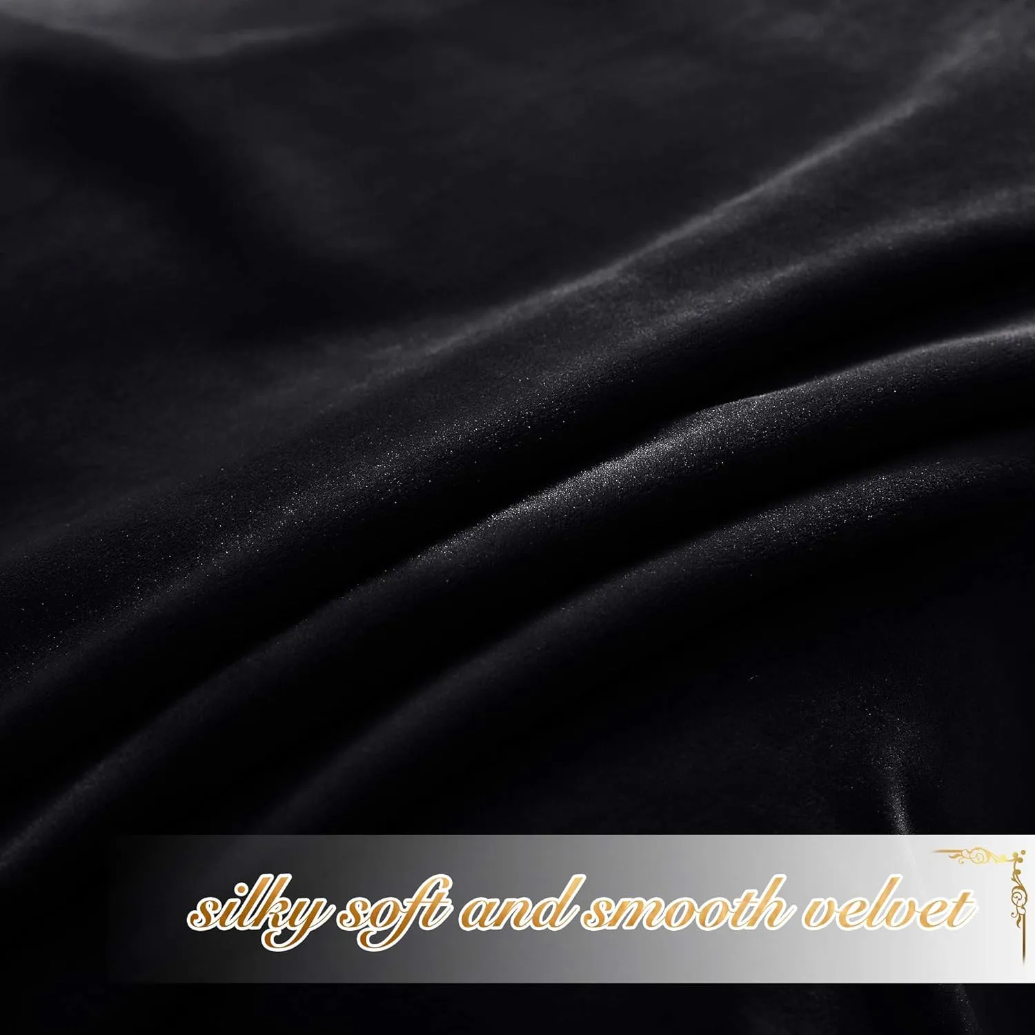 NICETOWN Halloween Black Velvet Blackout Curtains for Living Room, Solid Heavy Matt Rod Pocket Drapes/Window Treatments for Hall, Theater (2 Pieces, 96 inches Long)