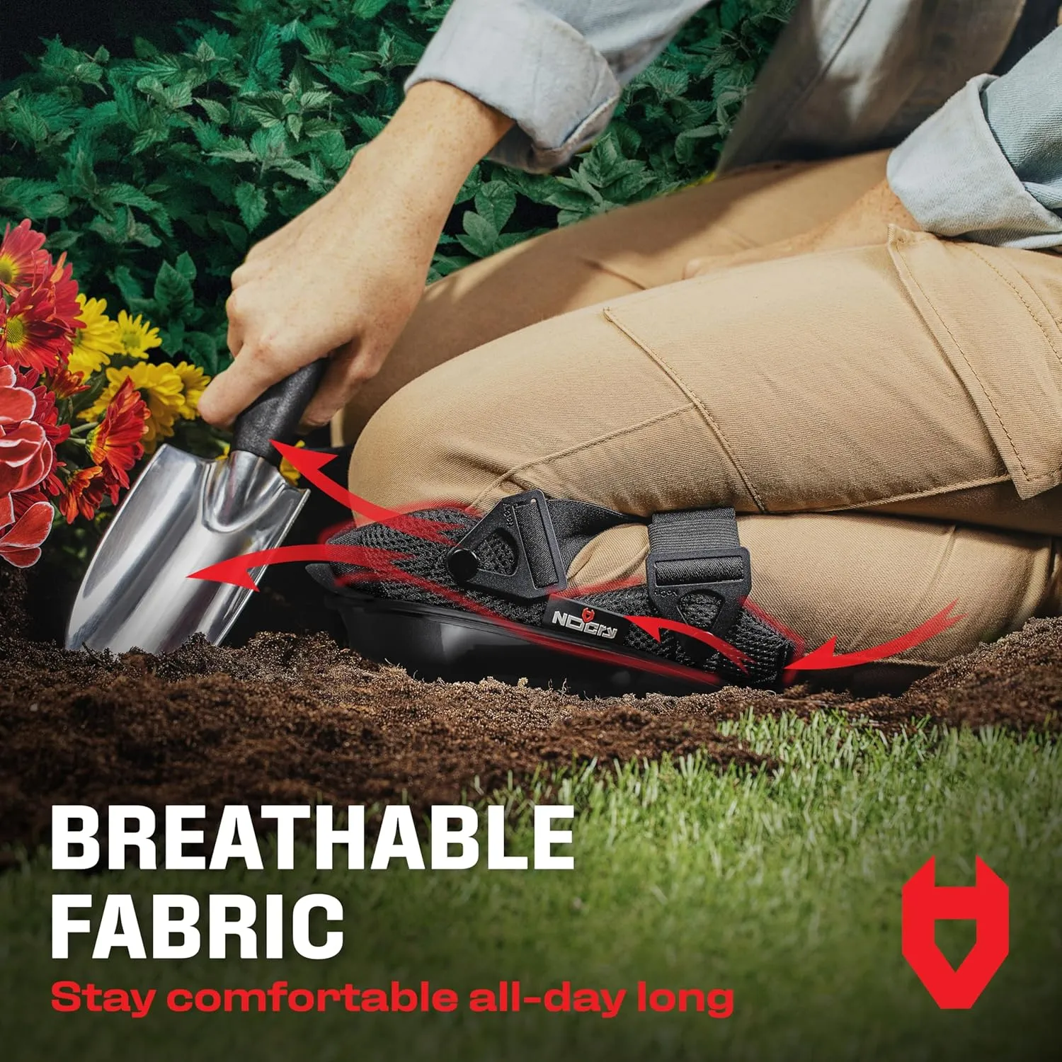 NoCry Professional Knee Pads for Women and Men with Heavy-Duty Anti-Slip Cap — Soft Gel and Foam Padding and Unique Ankle Support — Adjustable Straps and Military-grade Rivets — Perfect for Gardening