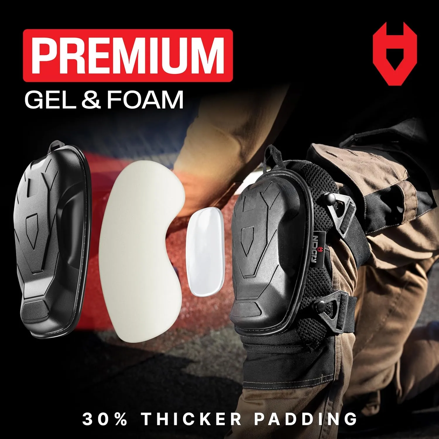 NoCry Professional Knee Pads for Women and Men with Heavy-Duty Anti-Slip Cap — Soft Gel and Foam Padding and Unique Ankle Support — Adjustable Straps and Military-grade Rivets — Perfect for Gardening