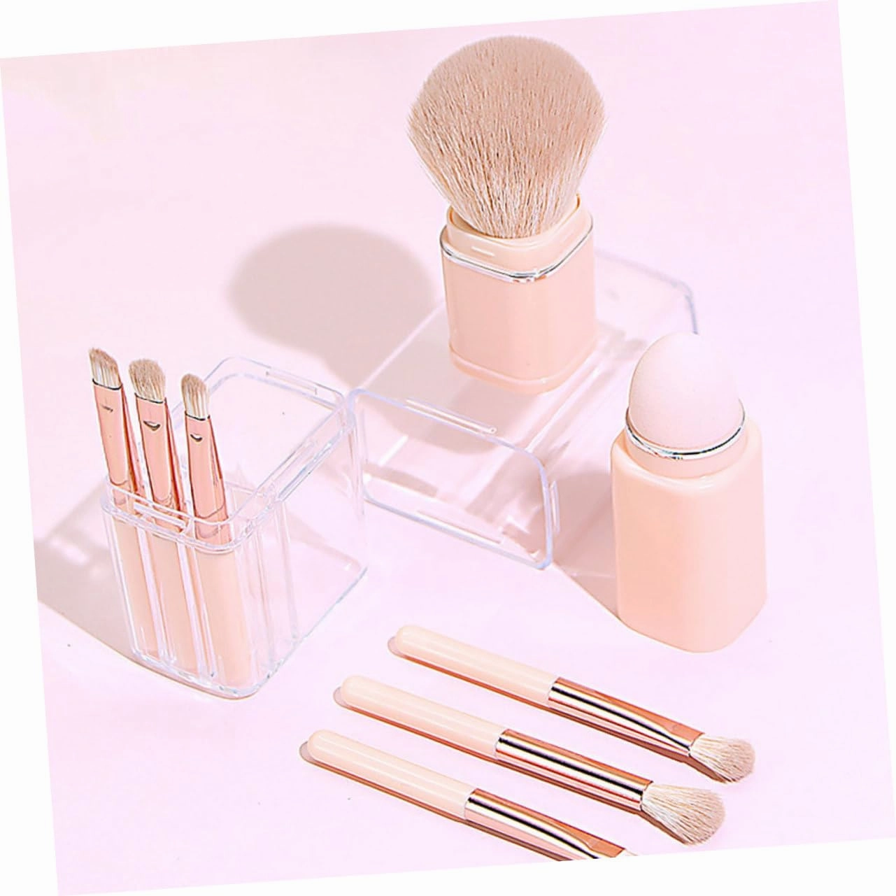NOLITOY 2 Sets Makeup Brush Kit 4-in-1 Dual Ended Blush Lip Eyeshadow Brush Set for Occasions