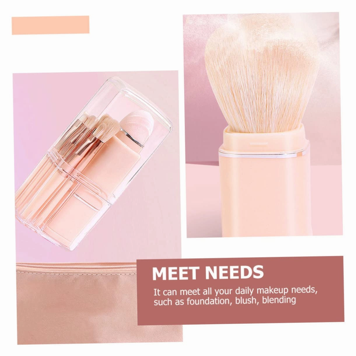 NOLITOY 2 Sets Makeup Brush Kit 4-in-1 Dual Ended Blush Lip Eyeshadow Brush Set for Occasions