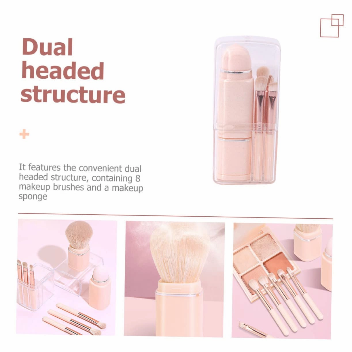 NOLITOY 2 Sets Makeup Brush Kit 4-in-1 Dual Ended Blush Lip Eyeshadow Brush Set for Occasions