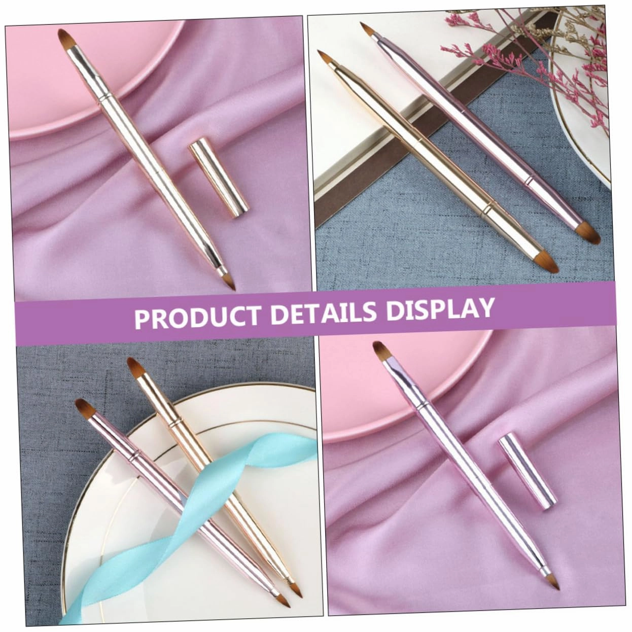 NOLITOY 6pcs Lip Brush Travel-friendly Makeup Applicators for Lip Gloss Concealer More Dual-ended Design Shiny for Professionals Home Use