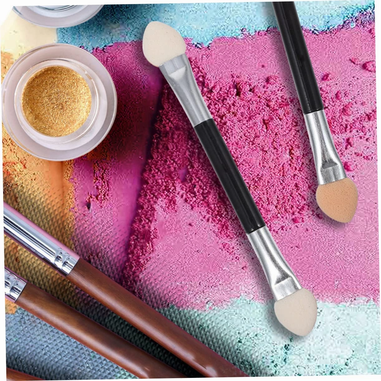 NOLITOY 96pcs Eyeshadow Brush Dual-ended Makeup Applicators for Women Portable Eye Shadow Brushes Comfortable Grip for Even Application and Blending