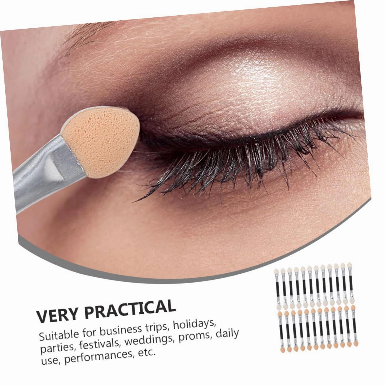 NOLITOY 96pcs Eyeshadow Brush Dual-ended Makeup Applicators for Women Portable Eye Shadow Brushes Comfortable Grip for Even Application and Blending