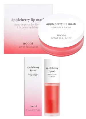 NOONI Appleberry Korean Lip Tinting Butter, 42 oz.   Korean Vegan Lip Oil - Appleberry, 0.12 Fl Oz Bundle