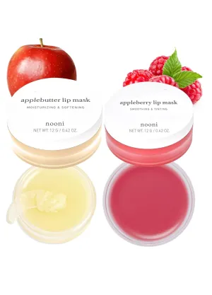 NOONI Applebutter Lip Mask with Shea Butter and Vitamins, 42 oz.   Appleberry Korean Lip Tinting Butter, 42 oz. Bundle