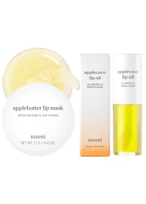 NOONI Korean Lip Butter Melting Balm (Applebutter)   Korean Vegan Lip Oil - Applecoco 0.12 Fl Oz Bundle